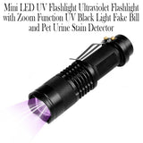 Mini LED Zoomable UV Flashlight Ultraviolet Flashlight Black Light Fake Bill and Urine Stain Detector- Battery Operated_6