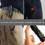 Mini LED Zoomable UV Flashlight Ultraviolet Flashlight Black Light Fake Bill and Urine Stain Detector- Battery Operated_9