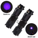 Mini LED Zoomable UV Flashlight Ultraviolet Flashlight Black Light Fake Bill and Urine Stain Detector- Battery Operated_1