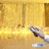 USB Powered Remote Controlled LED Light Curtain with Hook- White, Warm White, and Colorful_1