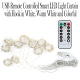 USB Powered Remote Controlled LED Light Curtain with Hook- White, Warm White, and Colorful_10