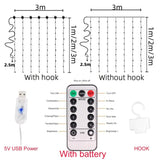 USB Powered Remote Controlled LED Light Curtain with Hook- White, Warm White, and Colorful_4