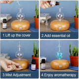 Essential Oil Glass Diffuser Oil Aromatherapy Wood Base- AU, EU, UK, US Plug_8