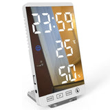 6-inch LED Mirror Touch Button Alarm Clock- USB Interface_1