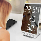 6-inch LED Mirror Touch Button Alarm Clock- USB Interface_3