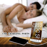 6-inch LED Mirror Touch Button Alarm Clock- USB Interface_5