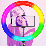 26cm RGB LED Selfie Ring Fill Light with Tripod- USB Powered_6