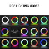 26cm RGB LED Selfie Ring Fill Light with Tripod- USB Powered_10