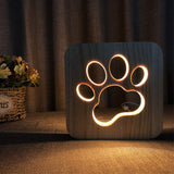 USB Plugged-in Wooden Dag Paw Print LED Night Decorative Lamp_0