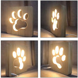 USB Plugged-in Wooden Dag Paw Print LED Night Decorative Lamp_4