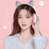 Flashing Light BT Wireless Cat Ear Headset with Mic- USB Charging_2