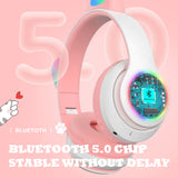 Flashing Light BT Wireless Cat Ear Headset with Mic- USB Charging_15