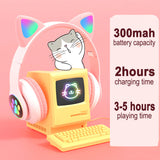 Flashing Light BT Wireless Cat Ear Headset with Mic- USB Charging_10