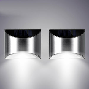 2 Packs Solar Powered Outdoor Wall Lamp Garden Step Light_0