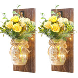 Remote Controlled Rustic Wall Mason Jar Scone Fairy Lights- Battery Powered_7