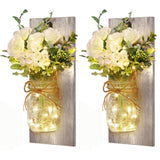Remote Controlled Rustic Wall Mason Jar Scone Fairy Lights- Battery Powered_8