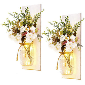 Remote Controlled Rustic Wall Mason Jar Scone Fairy Lights- Battery Powered_0