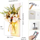 Remote Controlled Rustic Wall Mason Jar Scone Fairy Lights- Battery Powered_13