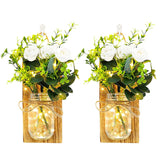 Remote Controlled Rustic Wall Mason Jar Scone Fairy Lights- Battery Powered_1