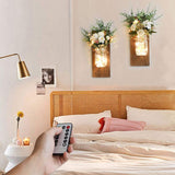 Remote Controlled Rustic Wall Mason Jar Scone Fairy Lights- Battery Powered_2