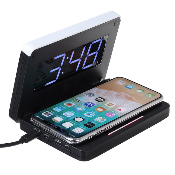 Foldable Wireless Charger for QI Devices and Digital Clock- USB Powered_0