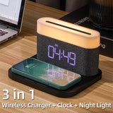 3-in-1 Wireless Charger Alarm Clock and Adjustable Night Light- USB Power Supply_12