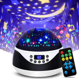 USB Plugged-in, Battery Powered Rotating Projector Night Light with Music_9