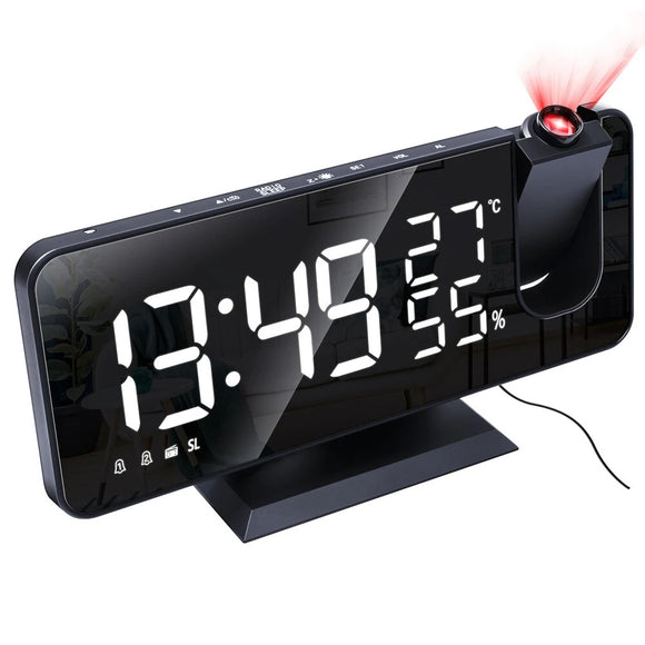 LED Big Screen Mirror Alarm Clock with Projection Display- USB Plugged in_0