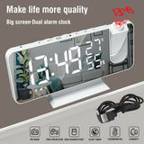 LED Big Screen Mirror Alarm Clock with Projection Display- USB Plugged in_8