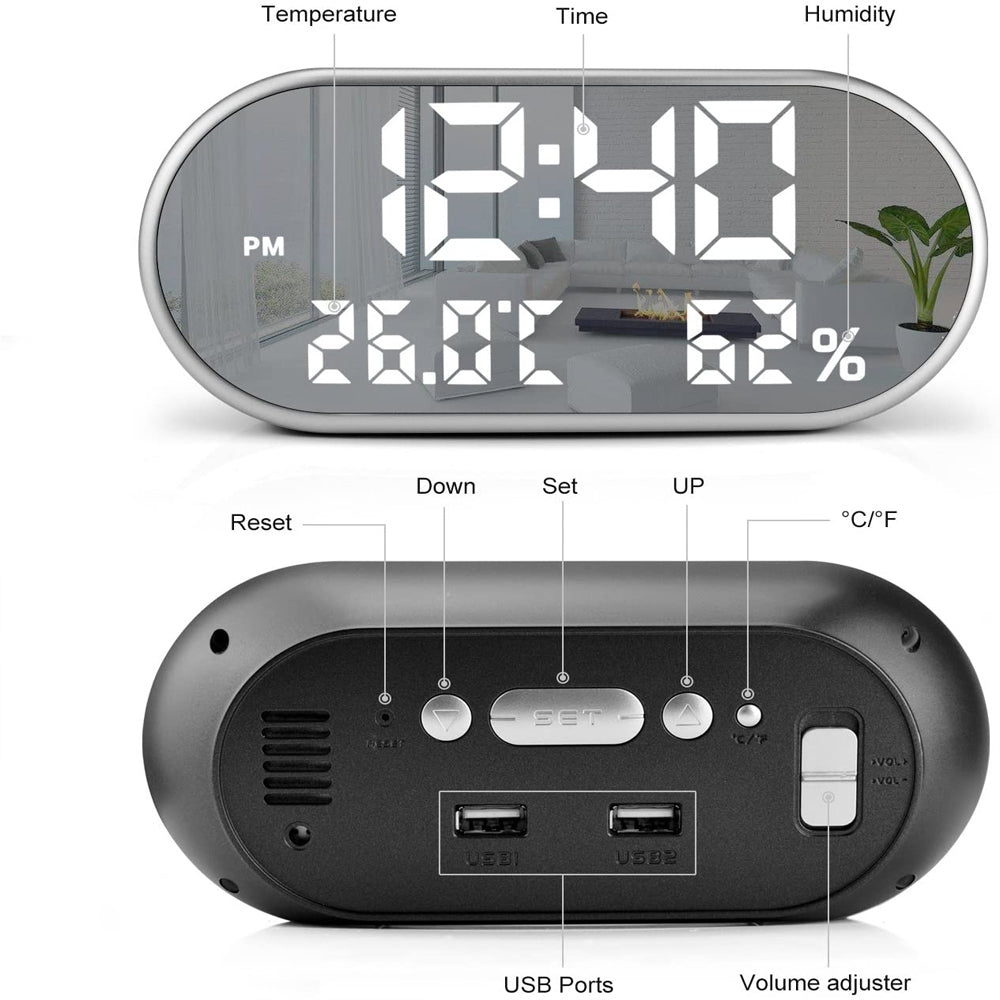 USB Plugged-in Digital LED Alarm Clock with USB Charging – Mega Deal ...