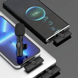 Rechargeable Wireless Mini Plugged-in Microphone Lapel with Clip_14