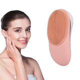 USB Rechargeable Electric Silicone Facial Brush Heated Massager_3