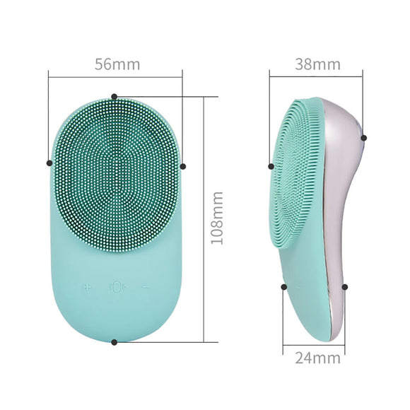 USB Rechargeable Electric Silicone Facial Brush Heated Massager_0