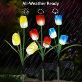 Solar Powered Tulip Flower Outdoor Garden Decoration_14