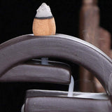 Round Ceramic Backflow Waterfall Incense Burner Smoke Censer_11