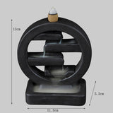 Round Ceramic Backflow Waterfall Incense Burner Smoke Censer_3