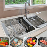 Over the Sink Stainless Steel Dish Drying Rack Kitchen Organizer_6