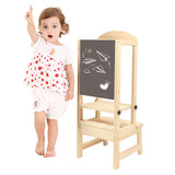 Wooden Kids Step Up Kitchen Helper with Black Drawing Board_6
