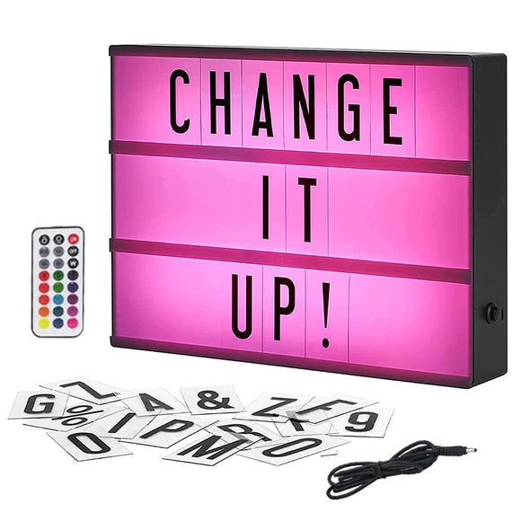 Cinema Lightbox Color Changing Light Up Massage Board with 90 Letters & Symbols - USB Rechargeable_0