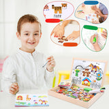 Wooden Educational Magnetic Double Sided Drawing Board For Kids Puzzle Toy_14