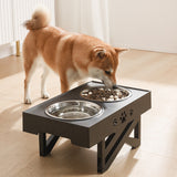 Elevated Double Bowl Dog Pet Feeder with Adjustable Height_10