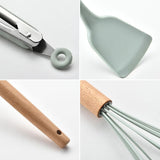 12PCS Silicone Utensils Set Wooden Cooking Kitchen Essentials_16