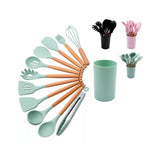 12PCS Silicone Utensils Set Wooden Cooking Kitchen Essentials_2