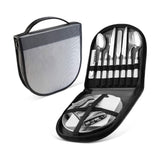 13 pcs Outdoor Dining Cutlery Mess Kit for 2 with Storage Bag_1