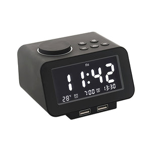 Brightness Adjustable LED Digital Alarm Clock Radio- USB Plugged in_0