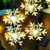 Solar Powered Snowflake LED String Light Holiday Decoration_6