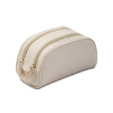 Large Capacity Double Zipper PU Leather Portable Cosmetic Bag_0